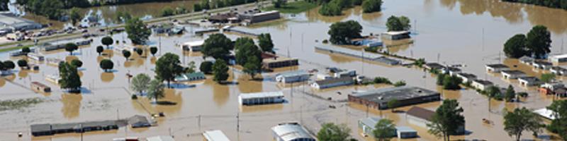 May 1st, 2010. An aerial view of a flooded town.