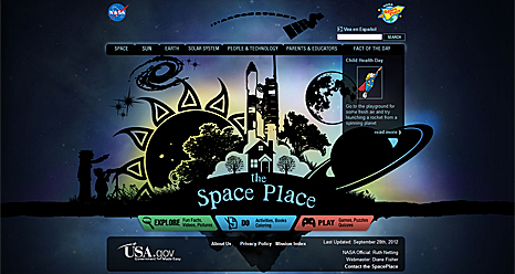 Screenshot of the Space Place website