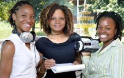 Nicole Branch, graduate student; Dr. Terri Adams-Fuller, Assistant Professor of Sociology; Leigh Anderson, undergraduate student, Howard University  (Photo: Keith Waller)