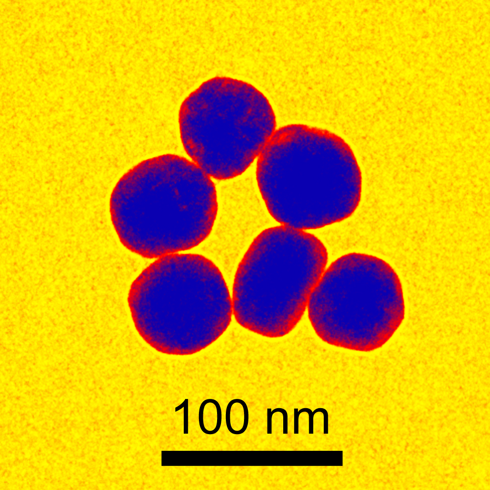 Bonevich: TEM of Au nanoparticle RM (60nm, pseudocolor)