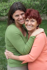 mother and daughter hugging