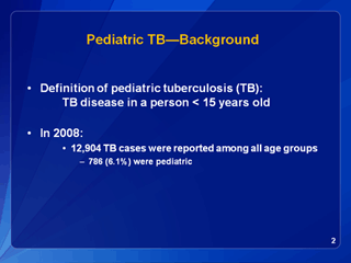 Slide 2: Pediatric TB—Background. Click for larger version. Click D link for text version.