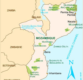 map of Mozambique