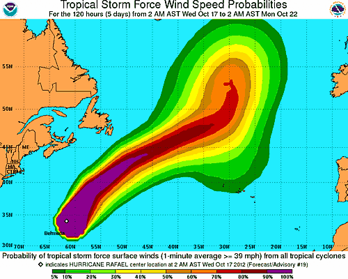 [Image of probabilities of tropical storm force winds]