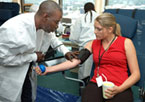A donor giving blood.