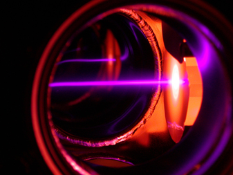 a purple laser beam
