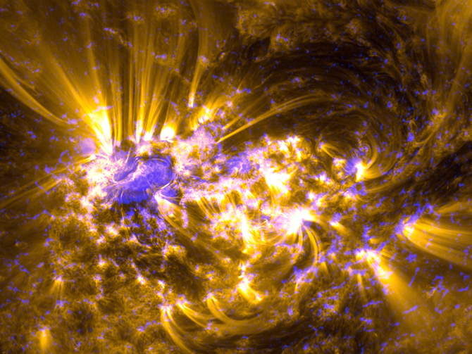 Combined observations of the sun just prior to today's solar flare.