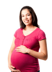 Pregnant woman holding her belly