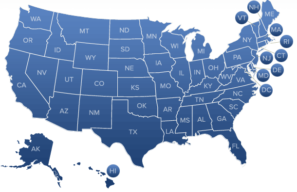 Image map of United States; click a state to obtain state health facts