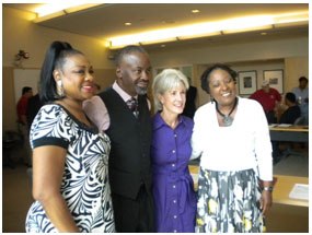 Secretary Sebelius (second from right) at a community roundtable in New Orleans with Dr. Beverly Wright, Deep South Center for Environmental Justice Executive Director (left), and other participants.