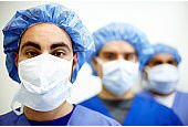 Healthcare workers in scrubs