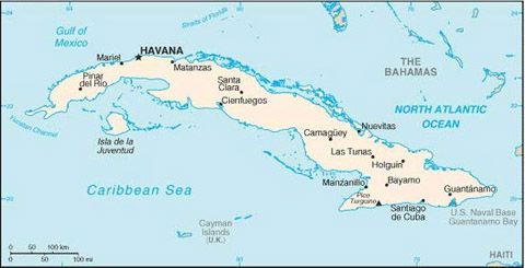 Date: 01/27/2009 Description: Map of Cuba. State Dept Photo