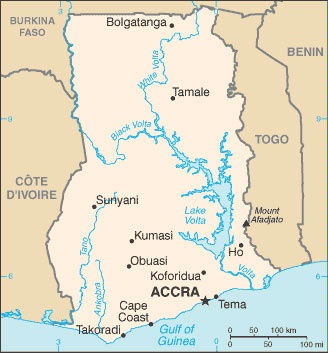 Date: 02/21/2012 Description: map of Ghana, 2012 © CIA World Factbook