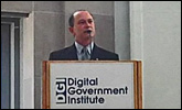 David McClure, Associate Administrator for GSA's Office of Citizen Services and Communications delivering the keynote address at the Digital Government Institute's Government Customer Service Conference.