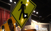 image of pedestrian sign at trade show.