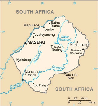 Date: 02/23/2012 Description: Map of Lesotho, 2012 © CIA World Factbook