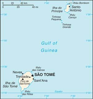 Date: 03/11/2010 Description: Map of Sao Tome and Principe. © CIA World Factbook