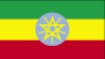 Flag of Ethiopia is three equal horizontal bands of green at top, yellow, and red with a yellow pentagram and five yellow rays on a light blue disk centered on the three bands. 2003.