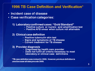 Slide 3: TB Case Definition and Verification. Click for larger version. Click D link for text version.