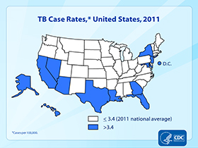 Slide 4: TB Case Rates, 2011. Click here for larger image