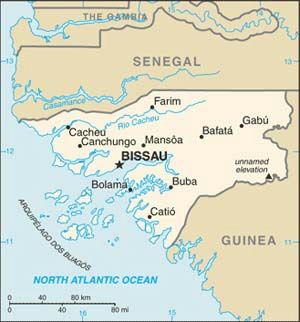 Date: 03/10/2011 Description: Map of Guinea-Bissau. © CIA World Factbook