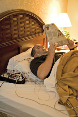 Man participating in sleep study