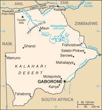 Date: 02/15/2012 Description: map of Botswana, 2012. © CIA World Factbook