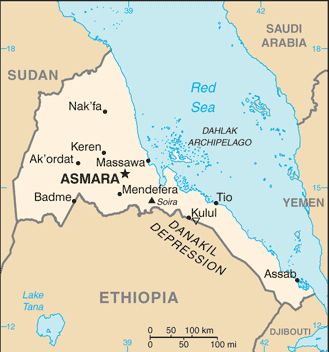 Date: 09/27/2011 Description: Map of Eritrea © CIA World Factbook Image