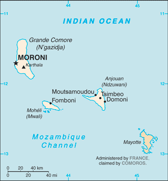 Date: 05/10/2011 Description: Map of Comoros (The World Factbook) - State Dept Image