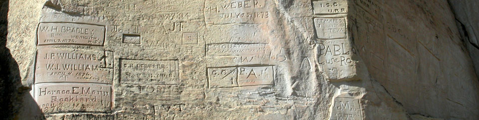 Historic inscriptions carved in the bluff at El Morro.
