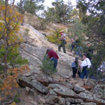 Visitors participate in a ranger-led hike.