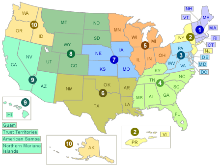 Map of U.S. EPA Regions