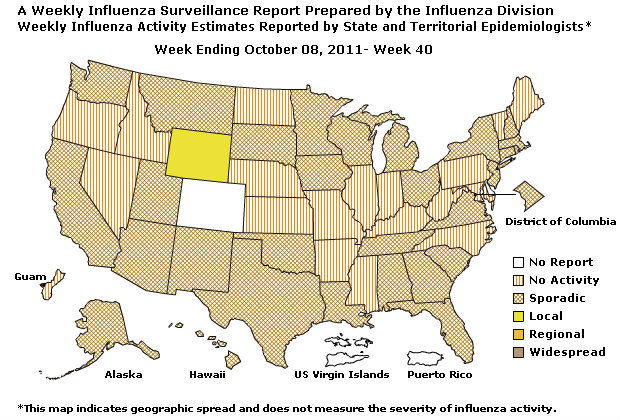 U. S. Map for Weekly Influenza Activity