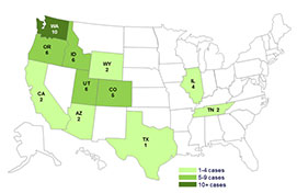 Persons infected with the outbreak strains of Salmonella Hadar, by State
