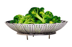 Photograph of broccoli in a steamer