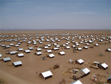 Photo of a refugee camp in the desert