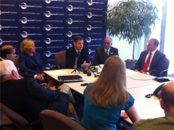 Members of the Detroit Regional Chamber pictured meeting with Fernandez and Baruah