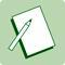 A green icon of a paper and pen.