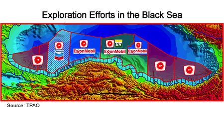Map showing exploration efforts in the Black Sea
