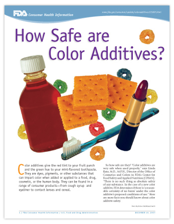 Cover page of PDF version of this article, including photos of cough syrup, lipstick, toothpaste, crackers and pieces of colorful cereal