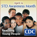 Reaching young people. Photo of diverse young men and women. April is STD Awareness Month.