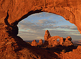 Turret Arch seen through North Window, Arches National Park, Utah