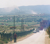 Factory, homes and fields in Kosovo