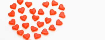Photo: Heart shaped candy arranged into a heart