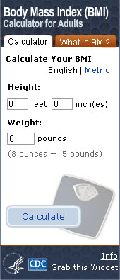 BMI For Adults Widget. Flash Player 9 is required.