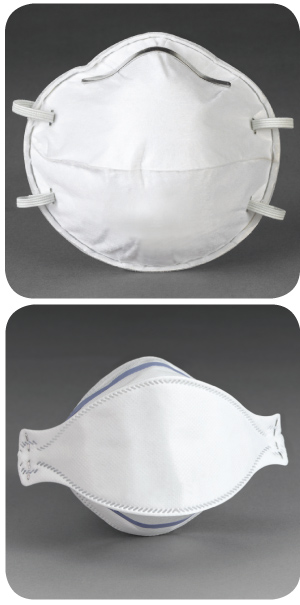 2 respirators: a cup-style respirator, and a foldable respirator that fits into a pocket or purse.