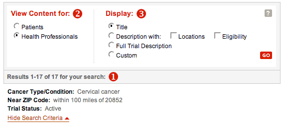 Display options for search results