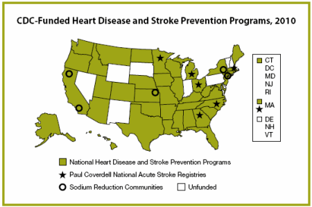 CDC-Funded Heart Disease and Stroke Prevention Programs, 2010. Text description provided below
