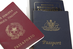 Passports from Europe, Argentina, and Australia