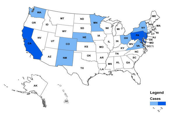 Persons infected with the outbreak-associated strain of Listeria monocytogenes, by state